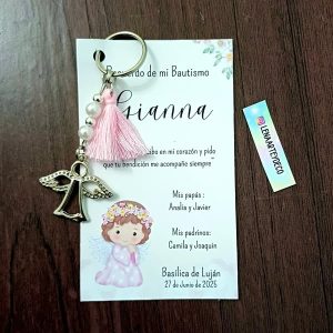 Estampita con llavero