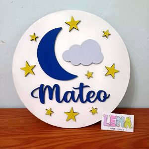 Cuadro Luna con nombre MDF