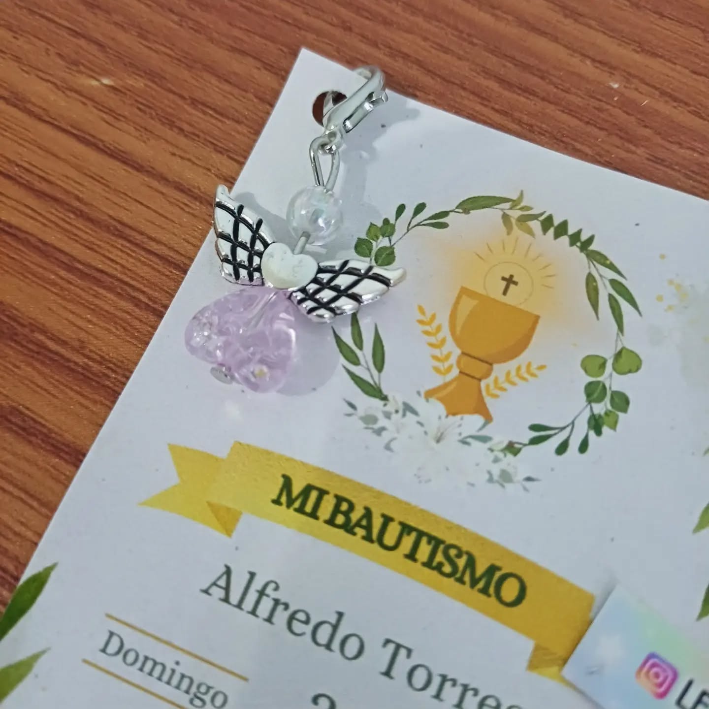 Estampita con llavero Angel cristal x10 - Imagen 3