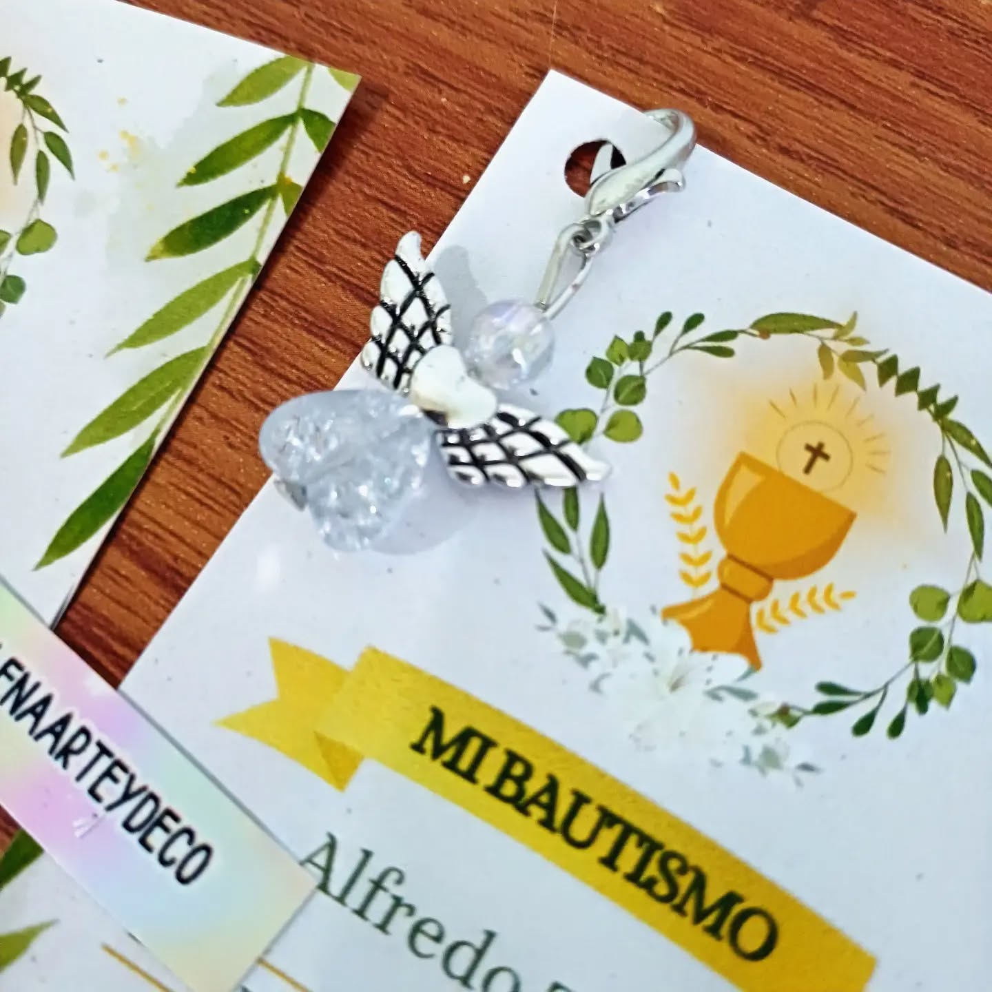 Estampita con llavero Angel cristal x10 - Imagen 2